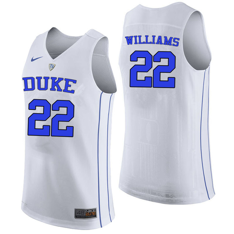 Men #22 Jason Williams Duke Blue Devils College Basketball Jerseys-White